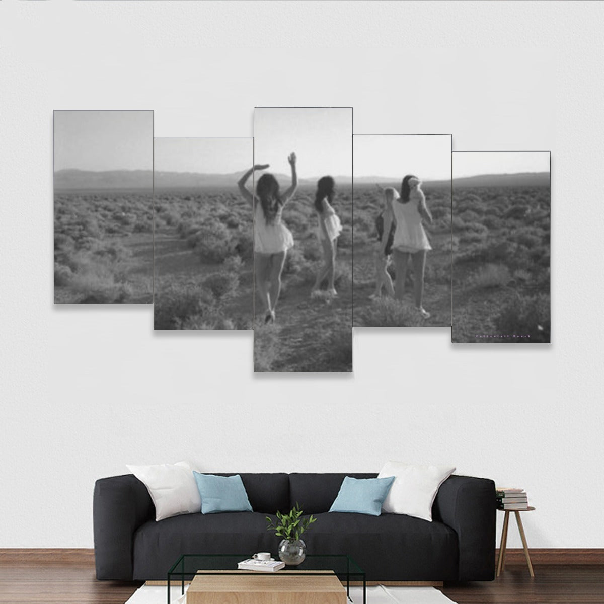 Framed five-piece mural